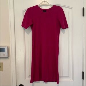 Ann Taylor Factory Magenta 100% Cotton Knit Short Sleeve Dress - Womens XS
